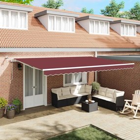 vidaXL Toldo retrátil automático com luz LED 500x300 cm bordô