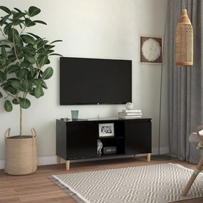 Móvel de TV Merve em Madeira Maciça de 100cm - Preto - Design Moderno