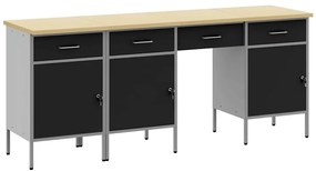 Conjunto de Gabinete e Mesa de Trabalho de 4 Peças vidaXL Preto em Mad
