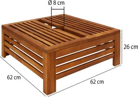 Mesa Jardim com Suporte para guarda-sois com tampa em madeira de acácia certificada FSC® 62 x 62 x 26 cm Castanho