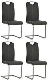vidaXL Cadeiras de jantar cantilever 4 pcs couro artificial cinzento
