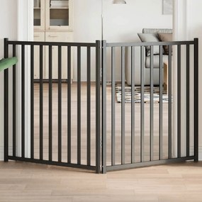 vidaXL Portão p/ cães dobrável 2 painéis 160 cm abeto maciço preto
