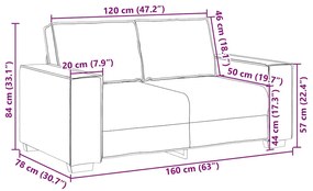Sofá de 2 lugares veludo 120 cm amarelo