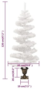 Árvore de Natal rotativa pré-iluminada + vaso PVC 120 cm branco