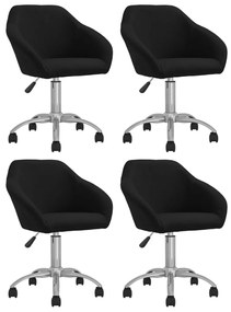 vidaXL Cadeiras de jantar giratórias 4 pcs tecido preto
