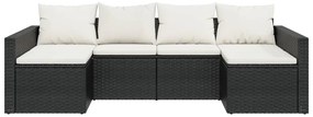 2 pcs conjunto lounge de jardim c/ almofadões vime PE preto