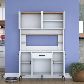 Armário Alto de Cozinha "Stella" - 120 x 184,2 x 40 cm - Nogueira e Br