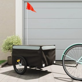 vidaXL Reboque para bicicleta 45 kg ferro preto e cinza