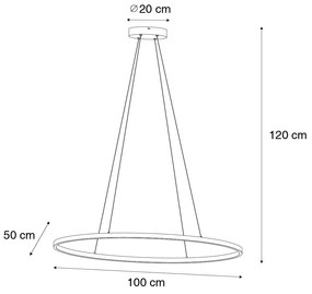 Candeeiro de suspensão design oval preto com LED regulável em 3 níveis - Ovallo Design