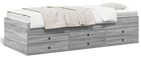 vidaXL Sofá-cama com gavetas sem colchão 100x200 cm cinzento sonoma