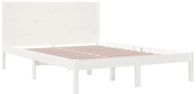 Estrutura de cama casal 135x190 cm madeira maciça branco