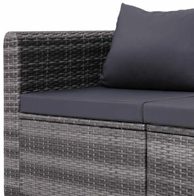 Sofás de canto para jardim 2 pcs vime PE cinzento