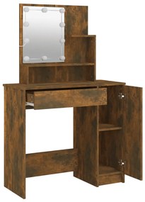 Toucador com LEDs 86,5x35x136 cm cor carvalho fumado