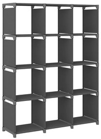 Unidade de prateleiras 12 cubos 103x30x141 cm tecido cinzento