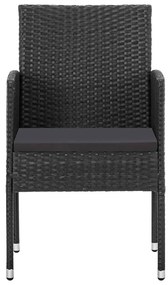 5 pcs conjunto de jantar para jardim preto