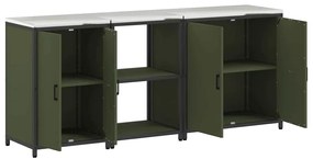 Conjunto de Armazenamento de Cozinha 3 pcs Verde Oliva