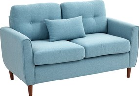 HOMCOM Sofá de 2 Lugares para Sala com Apoio de Braços Almofadas e Assento Acolchoado Capa de Almofada Lavável 140x78x83 cm Azul Claro | Aosom Portugal