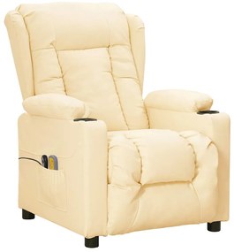 Poltrona de massagens elétrica couro artificial cor creme