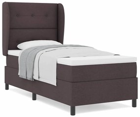 Cama com Estrado e Colchão Marrom Escuro 90x200 cm Tecido