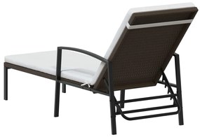 Espreguiçadeiras com mesa 2 pcs vime PE castanho