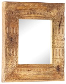 Espelho esculpido à mão 50x50x11 cm madeira de mangueira maciça