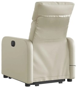 Poltrona reclinável de massagens couro artificial cor creme
