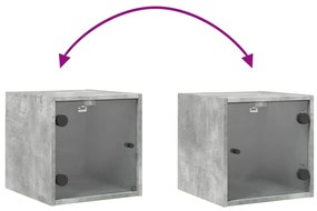 Mesa de cabeceira c/ porta de vidro 35x37x35cm cinzento cimento
