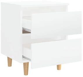 Mesa de cabeceira c/ pernas pinho 40x35x50 cm branco brilhante