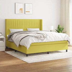 vidaXL Cama com molas/colchão 180x200 cm tecido verde