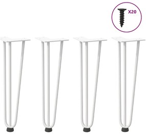 Pernas de grampo para mesa de centro 4 peças, branco, 42 cm, aço maciç