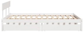 Cama sem colchão 150x200 cm madeira de pinho maciça branco