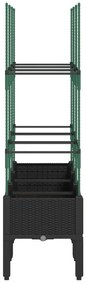 Vaso/floreira de jardim c/ treliça 120x40x142,5 cm PP preto