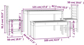 4 pcs conjunto de jantar p/ jardim madeira de pinho maciça