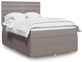 vidaXL Cama com molas/colchão 160x200 cm tecido castanho-acinzentado