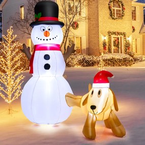 Boneco de neve inflável de 180 cm com pinguins, decoração de Natal para áreas externas XL