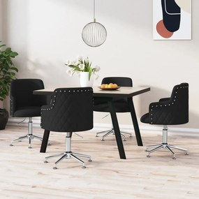 vidaXL Cadeiras de jantar giratórias 4 pcs tecido preto