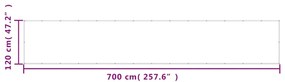 Tela de varanda 120x700 cm 100% poliéster oxford antracite