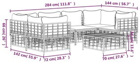 7 pcs conjunto lounge de jardim c/ almofadões vime PE antracite