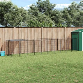 vidaXL Canil para cães 6,05 m² aço preto