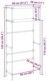 Estante arrumação p/ máquina de lavar 2 prat. 69x28x143cm ferro