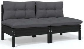 4 pcs conjunto lounge jardim c/ almofadões pinho maciço