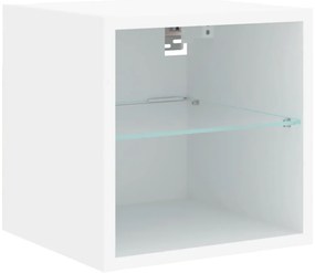 6pcs móveis de parede p/ TV c/ LEDs derivados de madeira branco