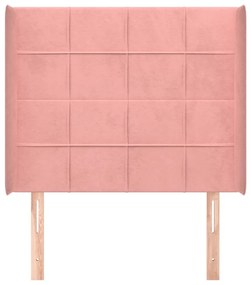 Cabeceira cama c/ abas veludo 103x16x118/128 cm rosa