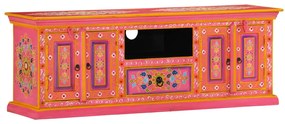Móvel de TV 110x30x40 cm madeira de mangueira maciça rosa