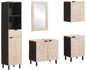 vidaXL Conjuntos de Banheiro com porta 5 pcs Acabamento em Wash Branco