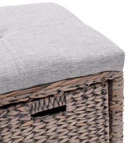 Banco com 2 cestos erva marinha 71x40x42 cm cinzento