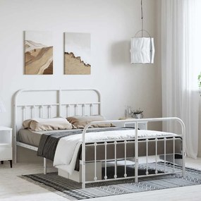 Estrutura de cama com cabeceira e pés 135x190 cm metal branco