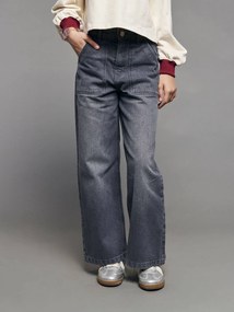 Jeans largos com bolsos à carpinteiro para menina JONEN. ganga cinzenta