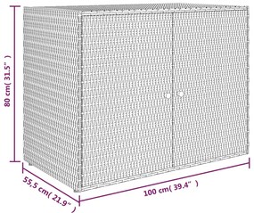 Armário de arrumação p/ jardim 100x55,5x80 cm vime PE cinzento