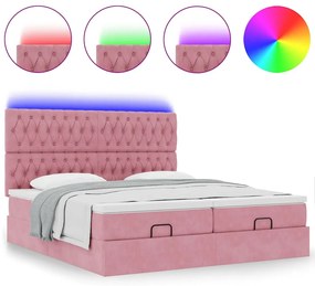 Estrutura de cama otomana com colchões 180x200 cm veludo rosa